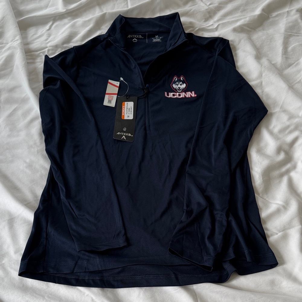 UConn Huskies Antigua Women's Bright Quarter-Zip Top - Heather Navy